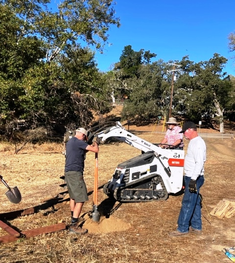 Mike Emrich donated his post hole digger for the Carmelita sign, Thanks!